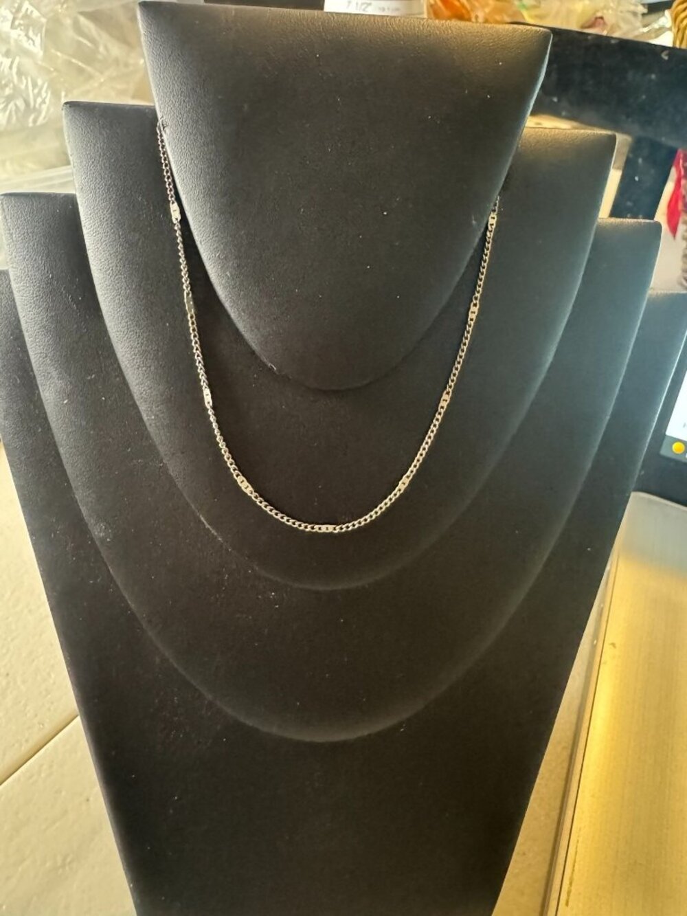 Sterling Silver Chain Necklace with Delicate Link Detailing 14-Inch Adjustable L